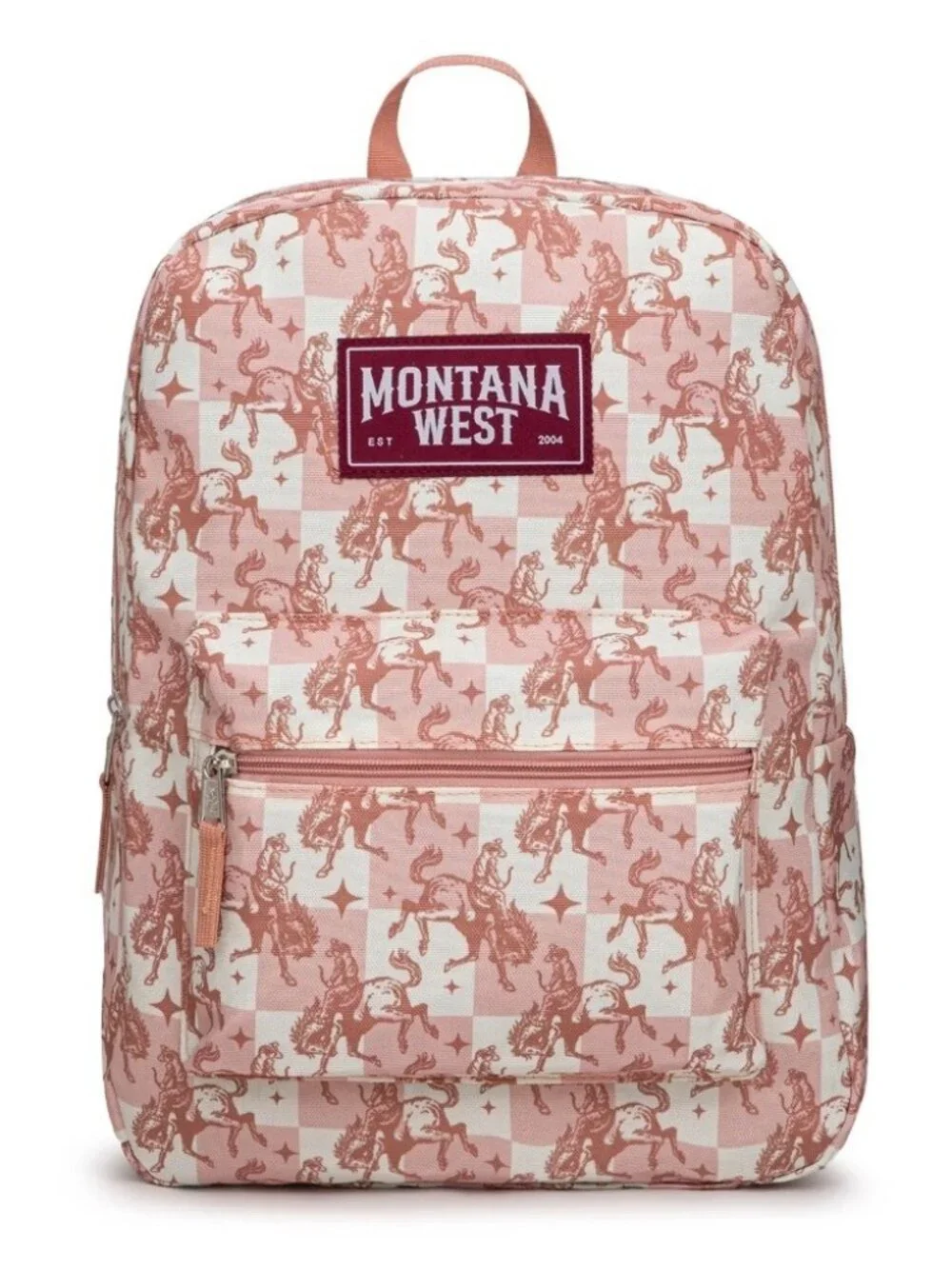 Montana West Bucking Cowgirl Print Backpack -2Pcs Set - Pink